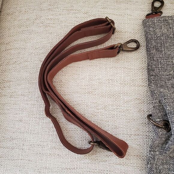 NEW! Vintage Addiction Fold-Over Jute Crossbody Bag - Grey - Picture 11 of 13